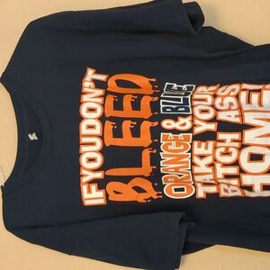 Denver Broncos If You Don’t Bleed Orange And Blue Vintage Black T-Shirt Size XL